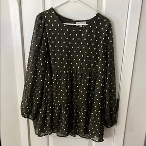 Hayden Women's Hunter Green and Gold Polka Dot Tunic